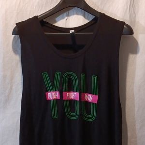 Beachbody #mbf YOU PUSH FIGHT WIN Black Tee Shirt